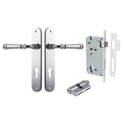 Verona Lever Oval Backplate Entrance Kit w High Security Lock Polished Chrome