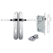 Annecy Lever Oval Backplate Entrance Kit w High Security Lock Polished Chrome