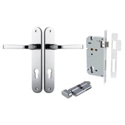 Annecy Lever Oval Backplate Entrance Kit w High Security Lock Polished Chrome