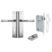 Verona Lever Stepped Backplate Entrance Kit w High Security Lock Polished Chrome