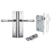 Verona Lever Stepped Backplate Entrance Kit w High Security Lock Polished Chrome