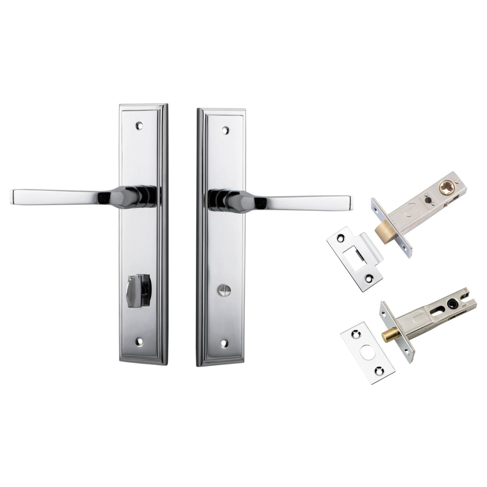 Annecy Lever Stepped Backplate Privacy Kit with Privacy Turn Polished Chrome