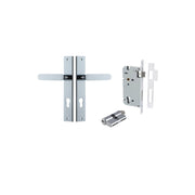 Bronte Lever Rectangular Backplate Entrance Kit w High Security Lock Polished Chrome