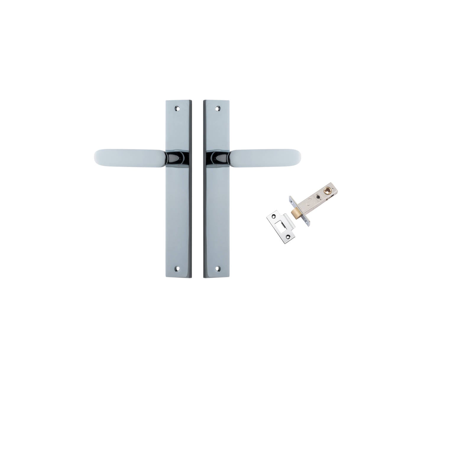 Bronte Lever Rectangular Backplate Passage Kit Polished Chrome