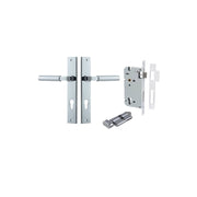 Berlin Lever Rectangular Backplate Entrance Kit w High Security Lock Polished Chrome