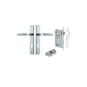Brunswick Lever Rectangular Backplate Entrance Kit w High Security Lock Polished Chrome