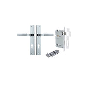 Brunswick Lever Rectangular Backplate Entrance Kit w High Security Lock Polished Chrome