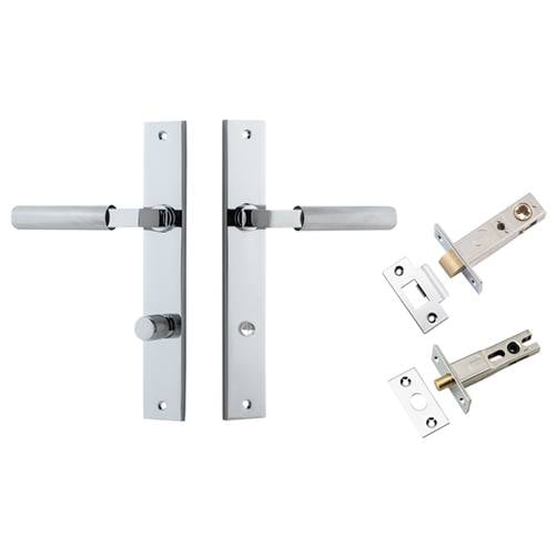 Brunswick Lever Rectangular Backplate Privacy Kit Polished Chrome