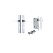 Como Lever Rectangular Backplate Entrance Kit w High Security Lock Polished Chrome