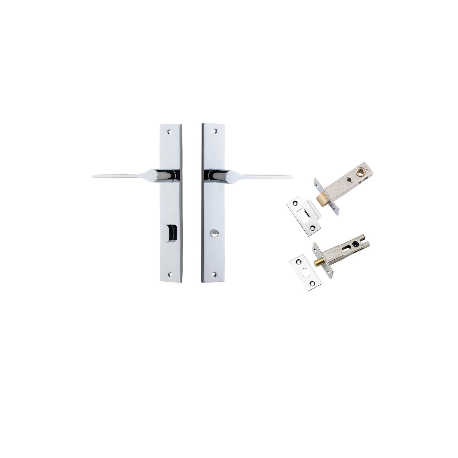 Como Lever Rectangular Backplate Privacy Kit Polished Chrome