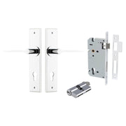 Como Lever Chamfered Backplate Entrance Kit w High Security Lock Polished Chrome