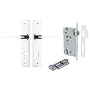 Como Lever Chamfered Backplate Entrance Kit w High Security Lock Polished Chrome