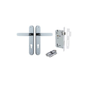 Bronte Lever Oval Backplate Entrance Kit w High Security Lock Polished Chrome
