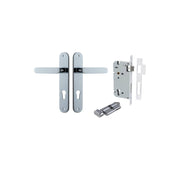 Bronte Lever Oval Backplate Entrance Kit w High Security Lock Polished Chrome
