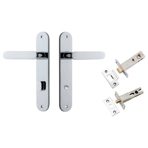 Bronte Lever Oval Backplate Privacy Kit w Privacy Turn Polished Chrome