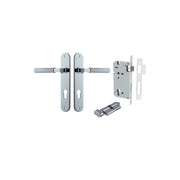 Brunswick Lever Oval Backplate Entrance Kit w High Security Lock Polished Chrome