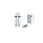 Como Lever Oval Backplate Entrance Kit w High Security Lock Polished Chrome