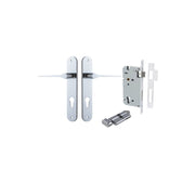 Como Lever Oval Backplate Entrance Kit w High Security Lock Polished Chrome