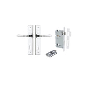 Sarlat Lever Chamfered Backplate Entrance Kit w High Security Lock Polished Chrome