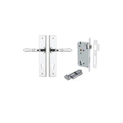 Sarlat Lever Chamfered Backplate Entrance Kit w High Security Lock Polished Chrome