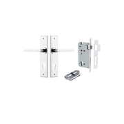 Baltimore Lever Chamfered Backplate Entrance Kit w High Security Lock Polished Chrome