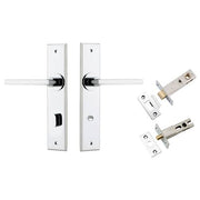 Baltimore Lever Chamfered Backplate Privacy Kit w Privacy Turn Polished Chrome