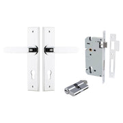 Bronte Lever Chamfered Backplate Entrance Kit w High Security Lock Polished Chrome