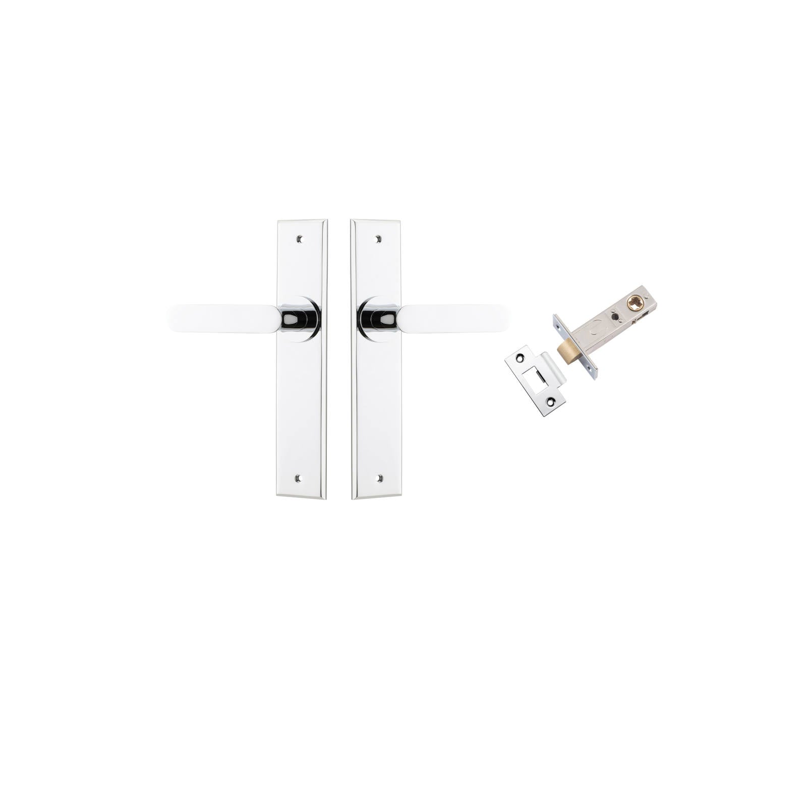 Bronte Lever Chamfered Backplate Passage Kit Polished Chrome