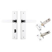 Bronte Lever Chamfered Backplate Privacy Kit w Privacy Turn Polished Chrome