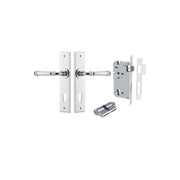 Verona Lever Chamfered Backplate Entrance Kit w High Security Lock Polished Chrome