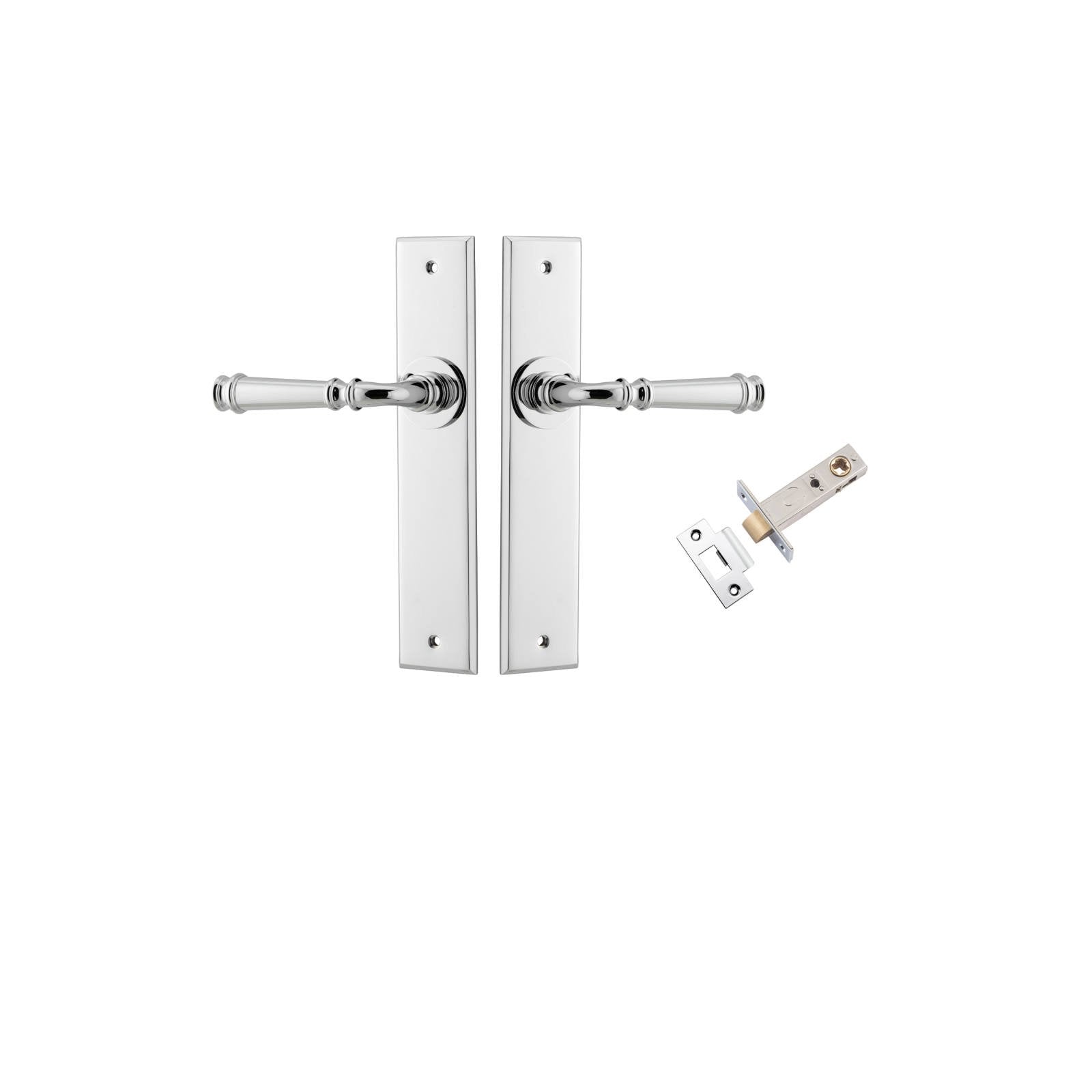 Verona Lever Chamfered  Backplate Passage Kit Polished Chrome