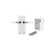 Annecy Lever Chamfered Backplate Entrance Kit w High Security Lock Polished Chrome