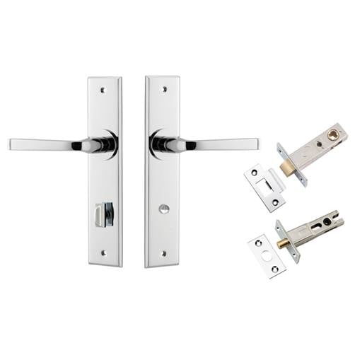 Annecy Lever Chamfered Backplate Privacy Kit w Privacy Turn Polished Chrome