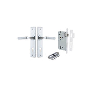 Brunswick Lever Chamfered Backplate Entrance Kit w High Security Lock Polished Chrome