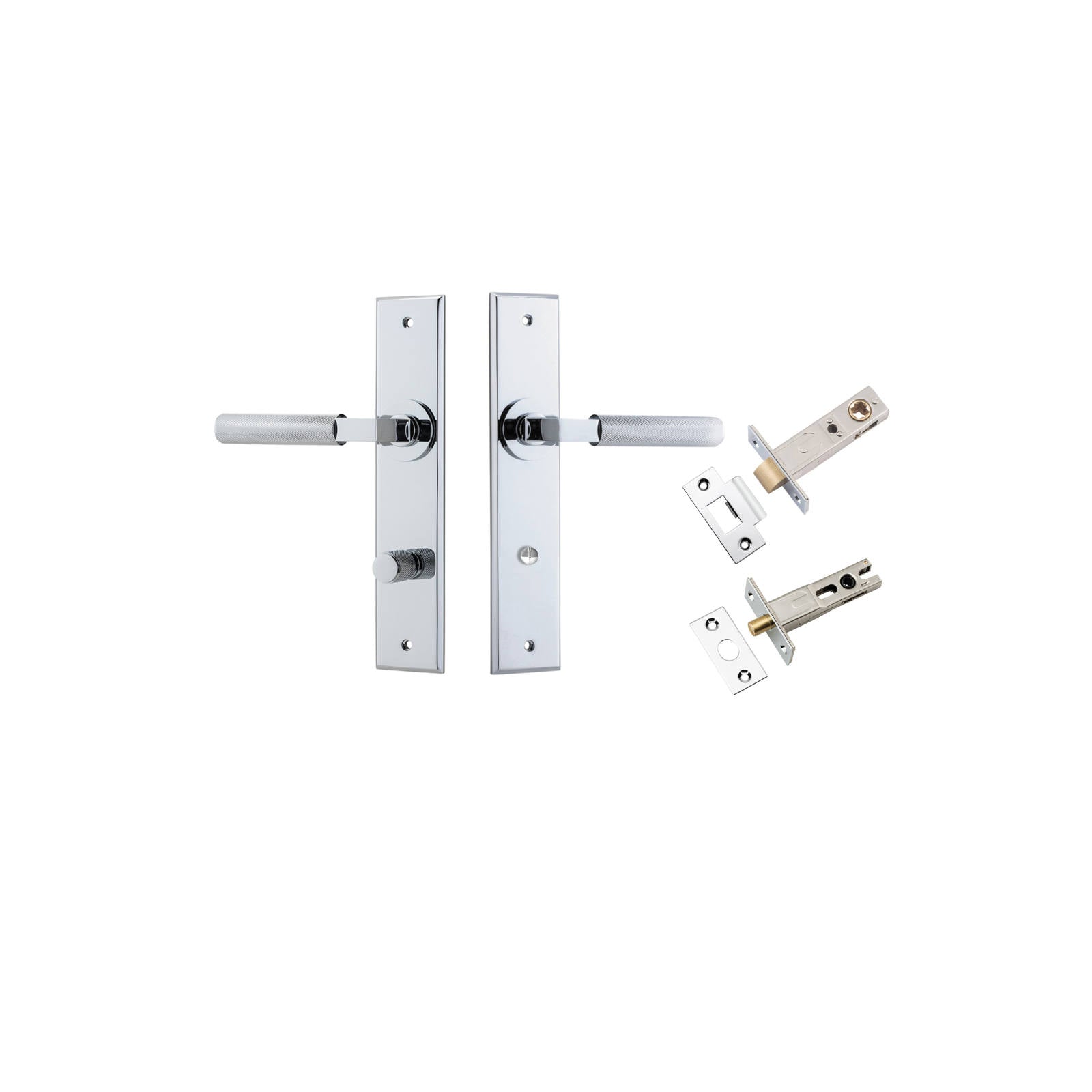 Brunswick Lever Chamfered Backplate Privacy Kit Polished Chrome