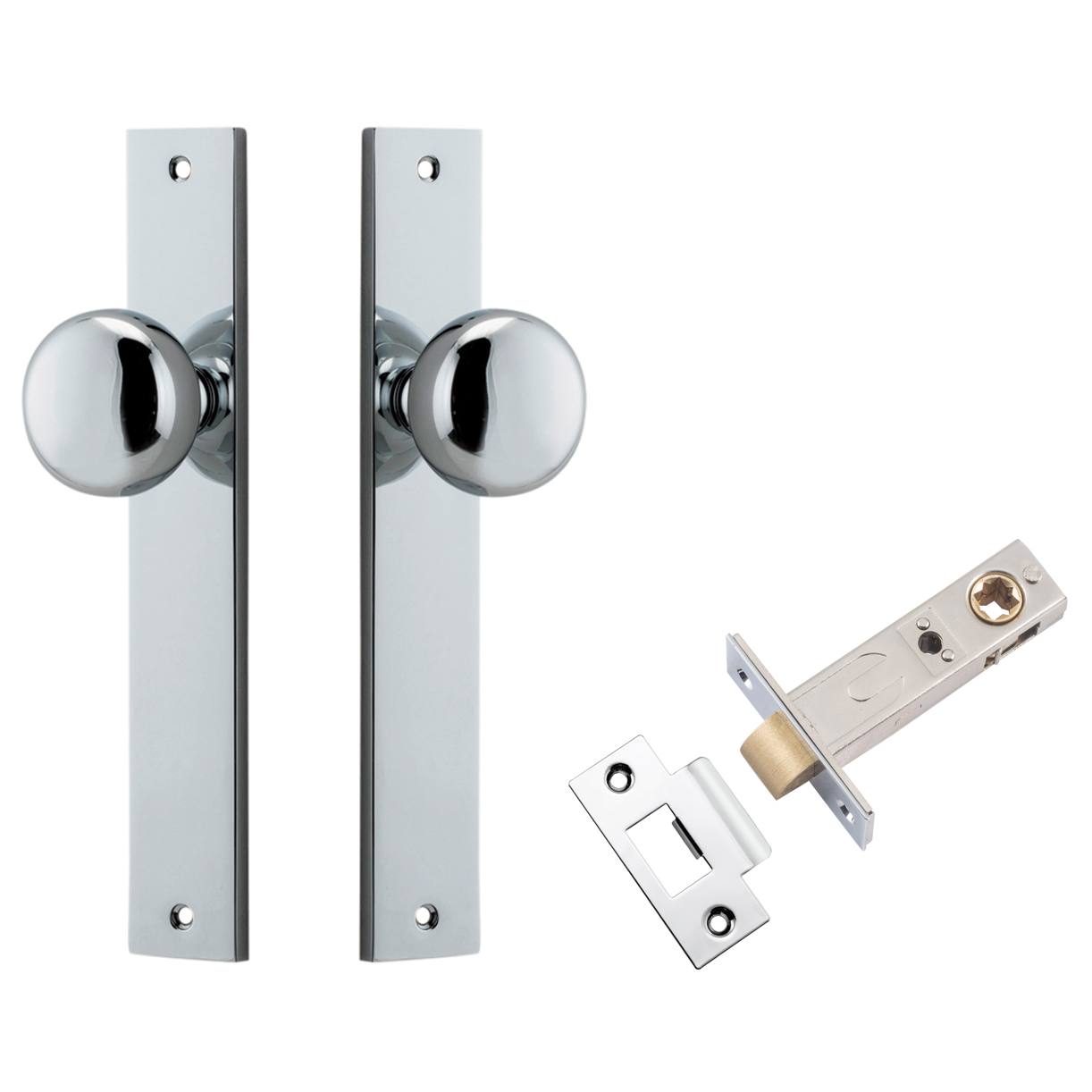 Cambridge Knob Rectangular Backplate Passage Kit Polished Chrome