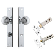 Guildford Knob Rectangular Backplate Privacy Kit w Privacy Turn Polished Chrome