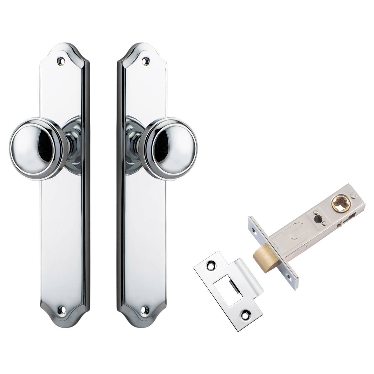 Paddington Knob Shouldered Backplate Passage Kit Polished Chrome