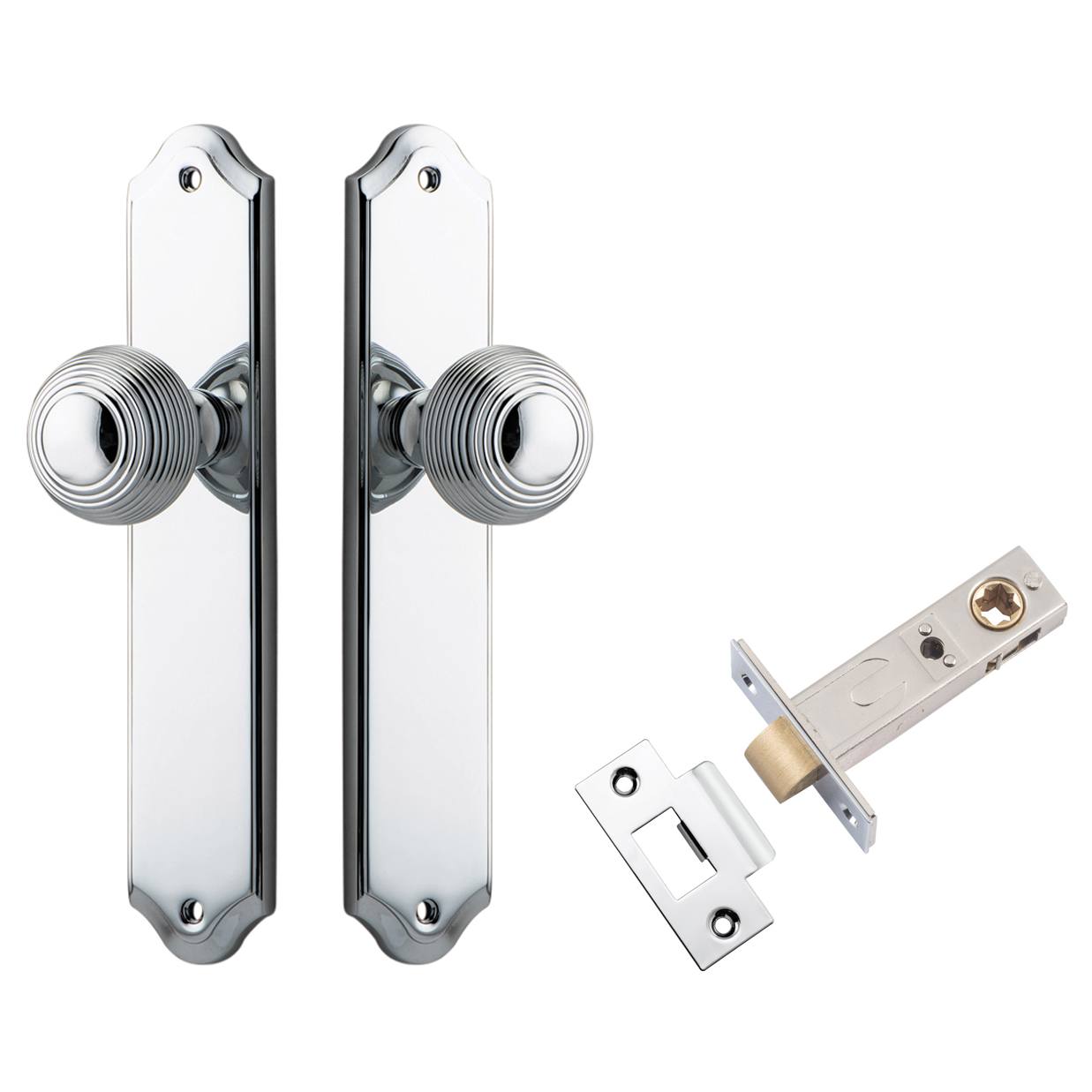 Guildford Knob Shouldered Backplate Passage Kit Polished Chrome