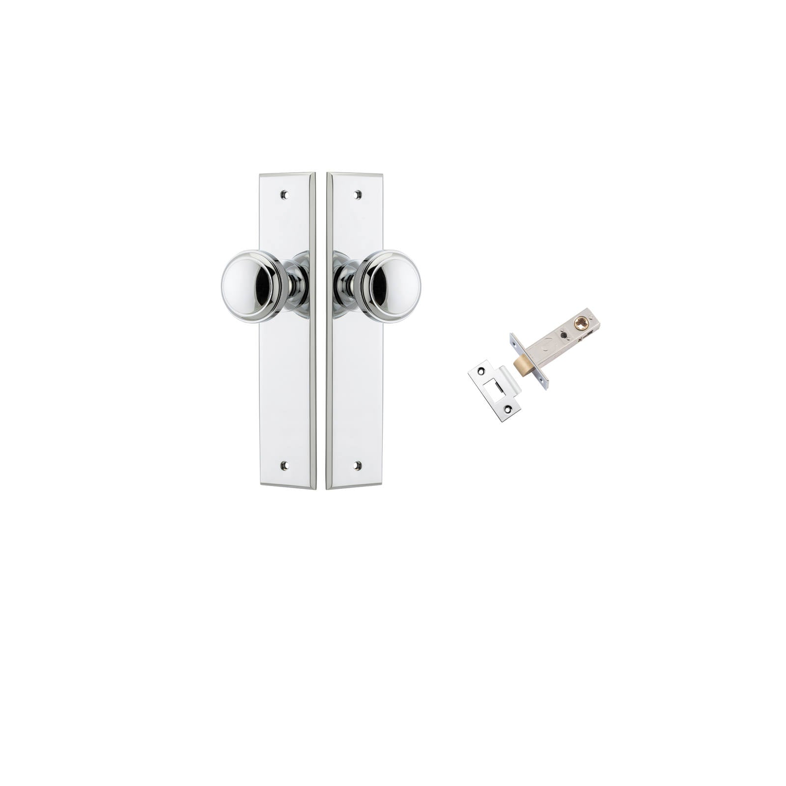 Paddington Knob Chamfered Backplate Passage Kit Polished Chrome