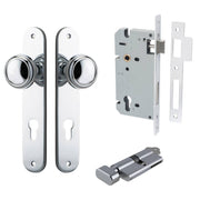 Paddington Knob Oval Backplate Entrance Kit w High Security Lock Polished Chrome