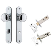 Cambridge Knob Oval Backplate Privacy Kit w Privacy Turn Polished Chrome