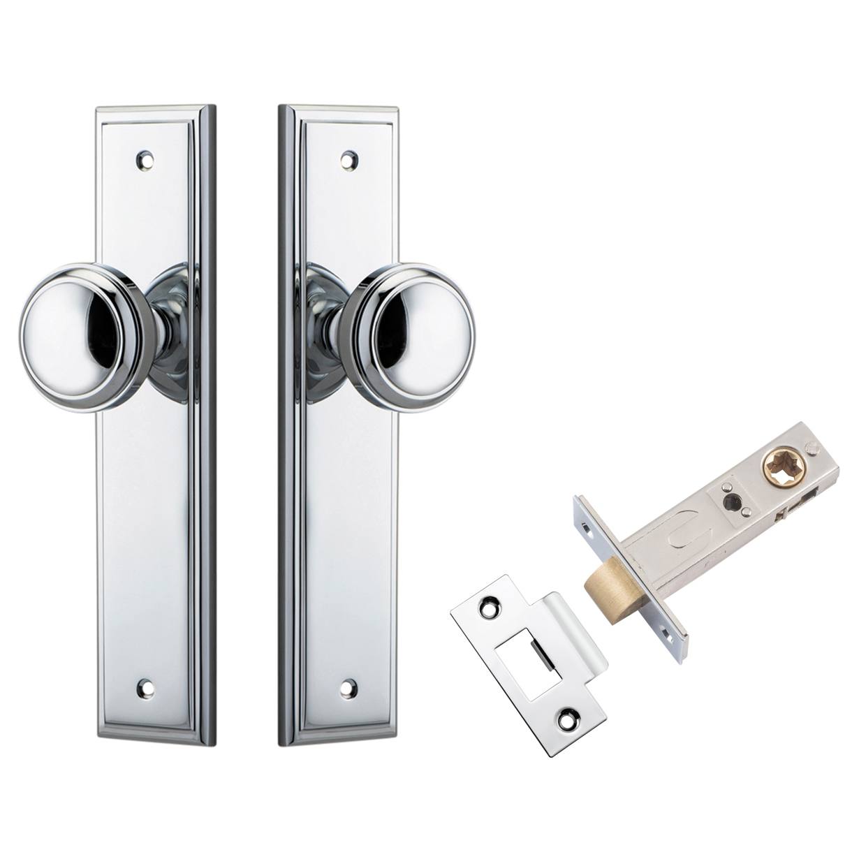 Paddington Knob Stepped Backplate Passage Kit Polished Chrome