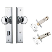 Paddington Knob Stepped Backplate Privacy Kit w Privacy Turn Polished Chrome