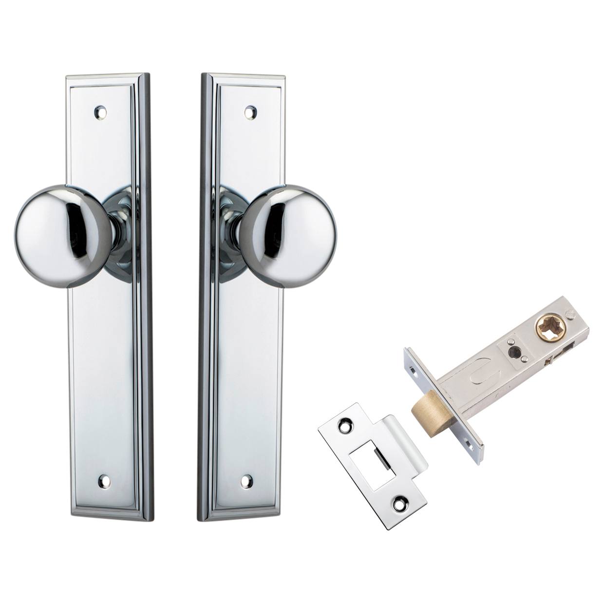 Cambridge Knob Stepped Backplate Passage Kit Polished Chrome