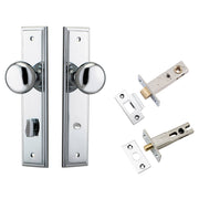 Cambridge Knob Stepped Backplate Privacy Kit w Privacy Turn Polished Chrome