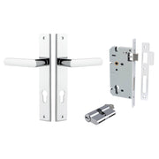 Osaka Lever Rectangular Backplate Entrance Kit w High Security Lock Polished Chrome
