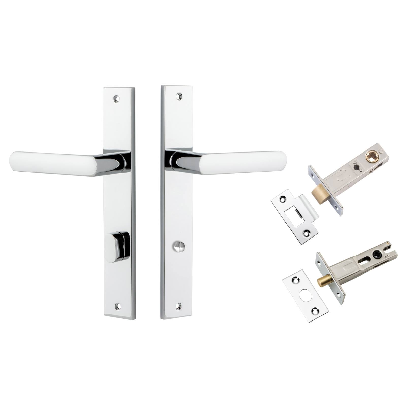 Osaka Lever Rectangular Backplate Privacy Kit w Privacy Turn Polished Chrome