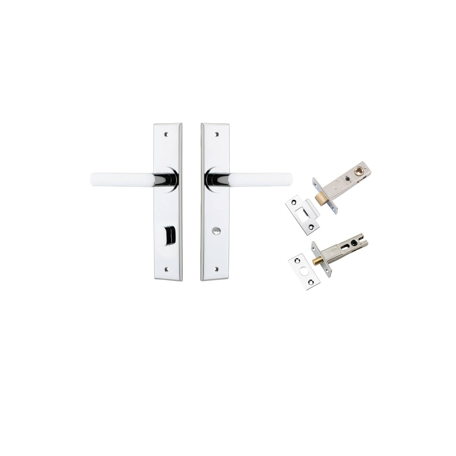 Osaka Lever Chamfered Backplate Privacy Kit w Privacy Turn Polished Chrome