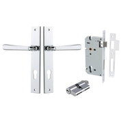 Copenhagen Lever Rectangular Backplate Entrance Kit w High Security Lock Polished Chrome